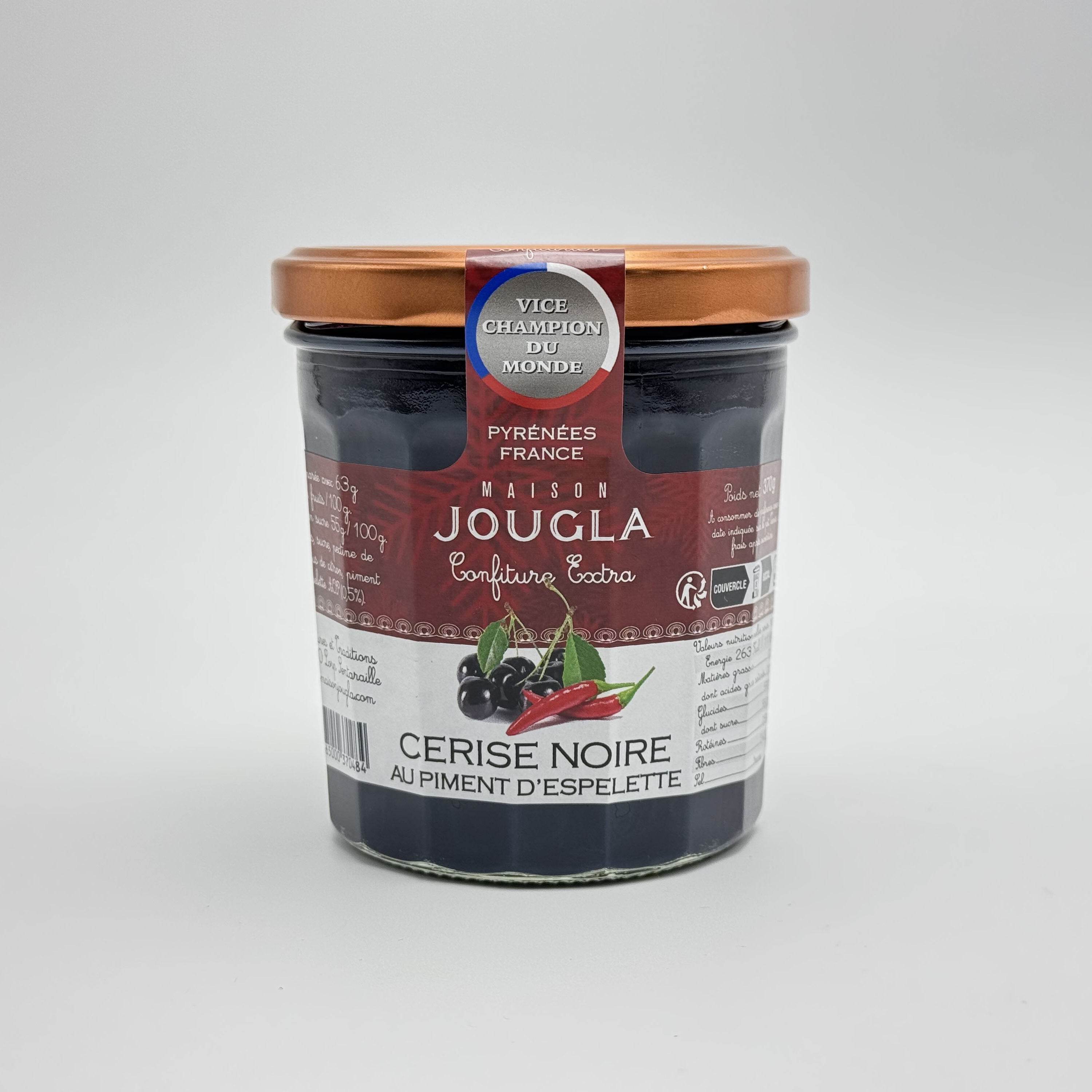 Confiture extra de Cerise Noire au Piment d'Espelette 370g