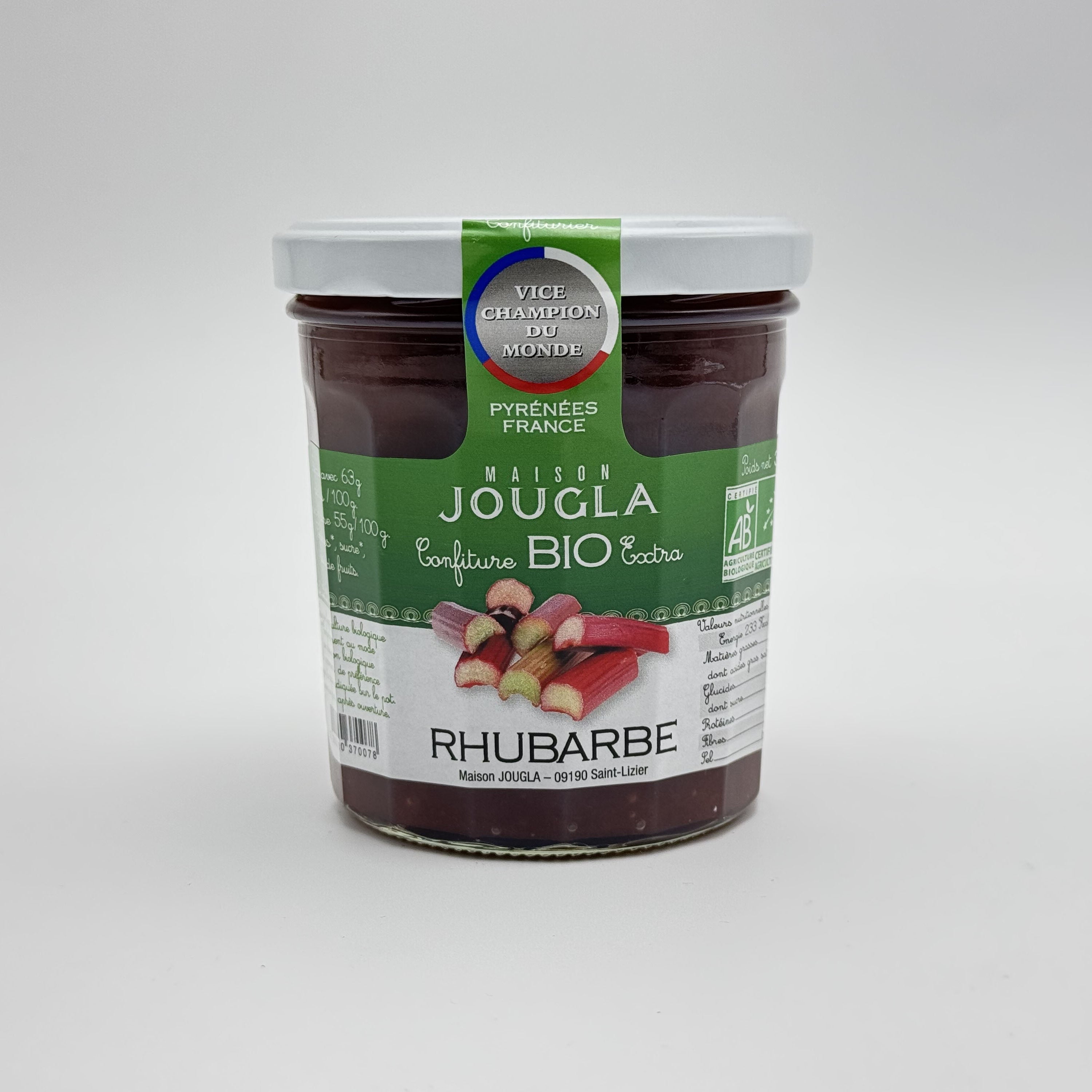 Confiture BIO extra de Rhubarbe 370g