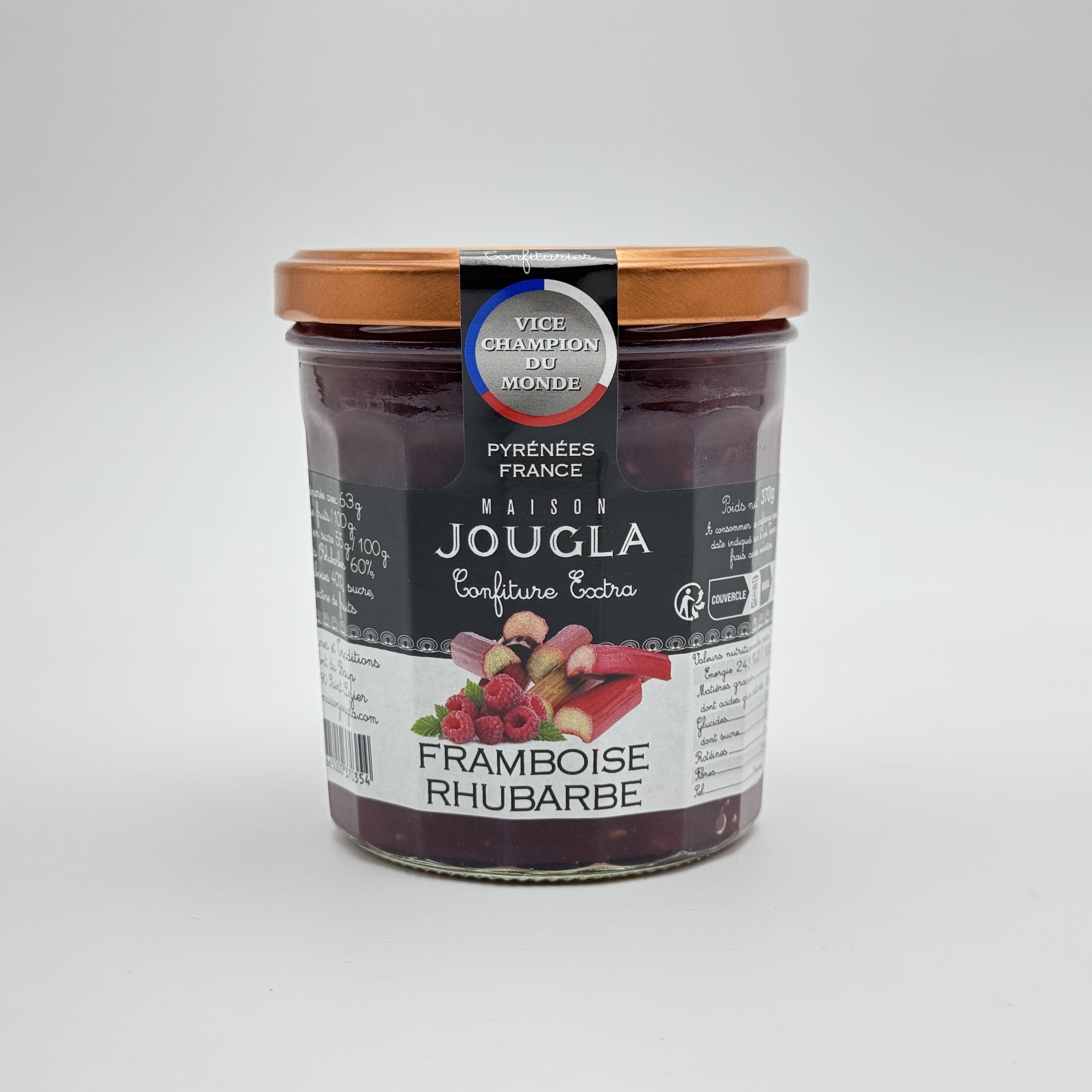 Confiture extra de Framboise Rhubarbe 370g